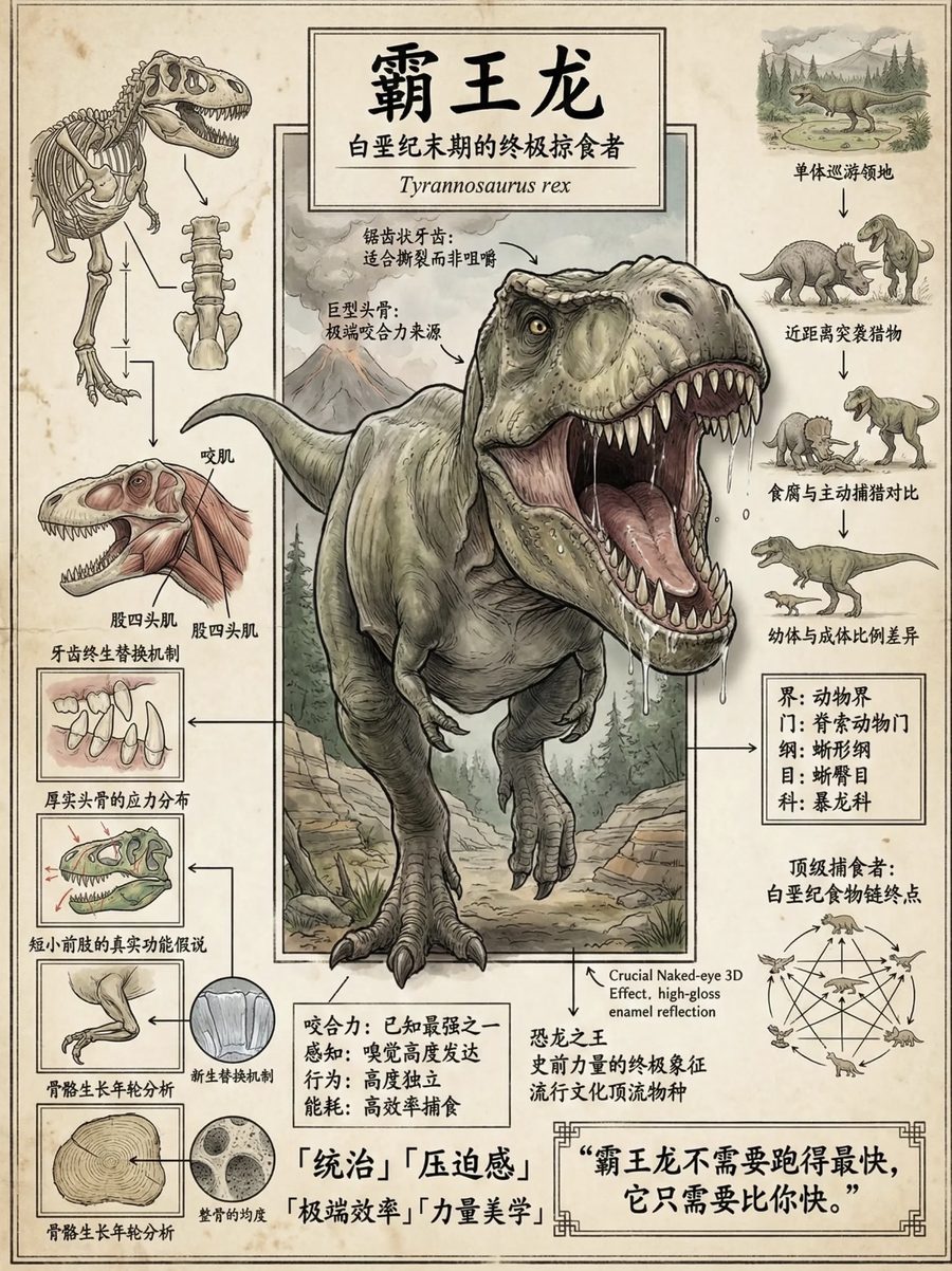 创造营学员作品《时骨漫游》封面：霸王龙主题的古生物演化互动图鉴